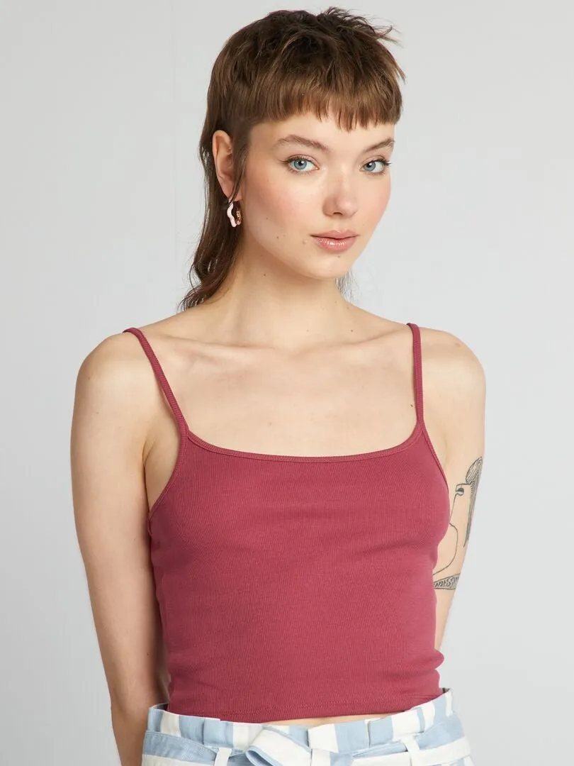 CAMISETA DE TIRANTES ELáSTICA LISA  ROSA