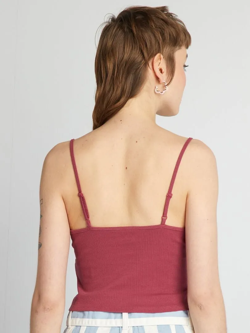 CAMISETA DE TIRANTES ELáSTICA LISA  ROSA