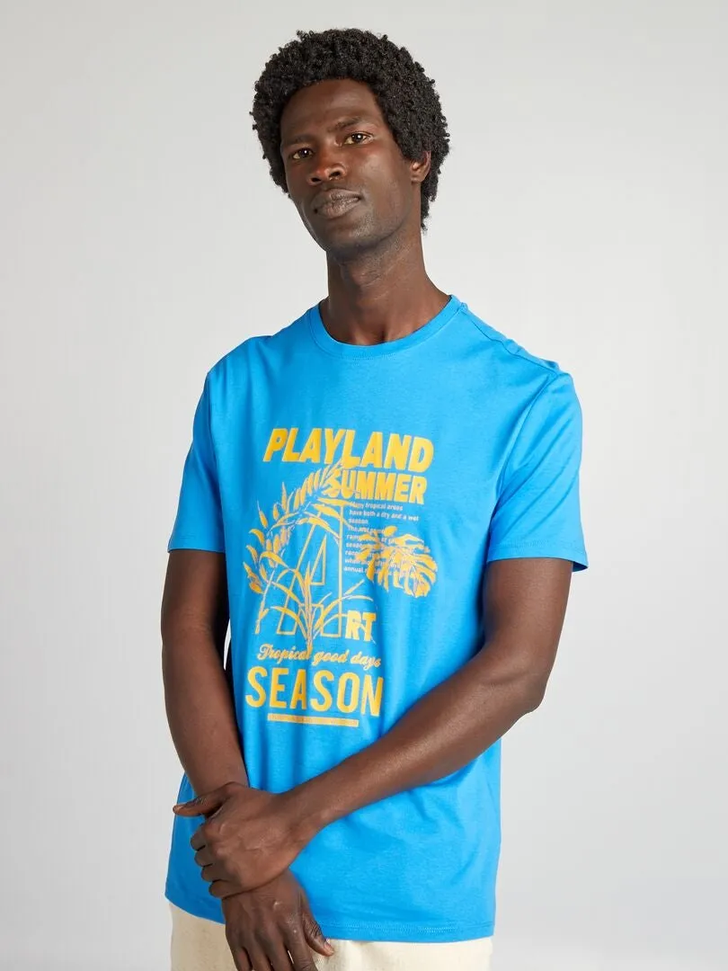 CAMISETA ESTAMPADA DE MANGA CORTA  AZUL
