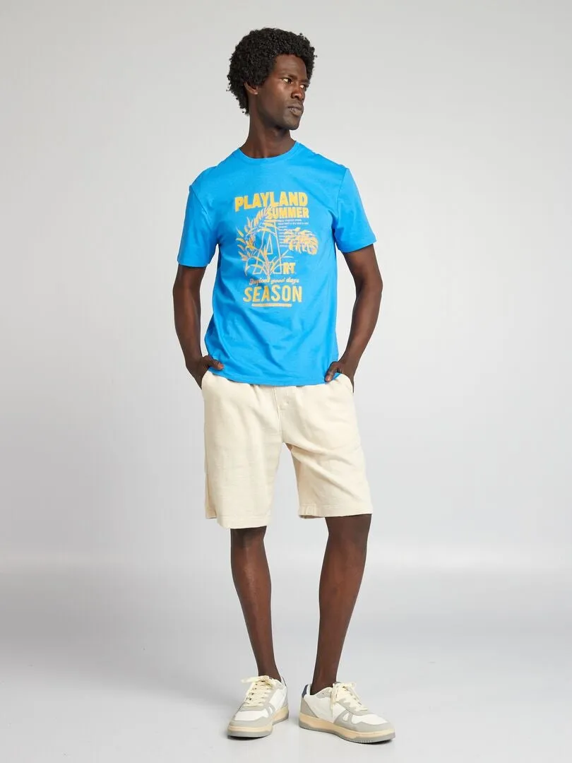 CAMISETA ESTAMPADA DE MANGA CORTA  AZUL