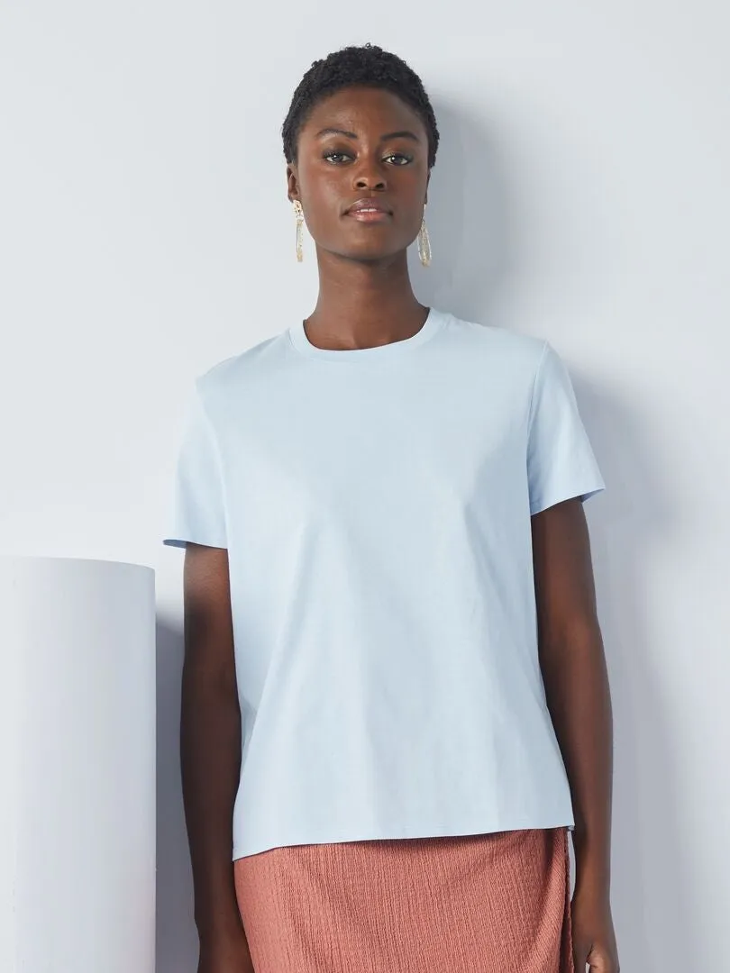 CAMISETA LISA DE PUNTO  AZUL