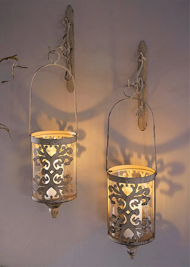 CANDELABRO DE PARED MARRóNBLANCO DESGASTADO