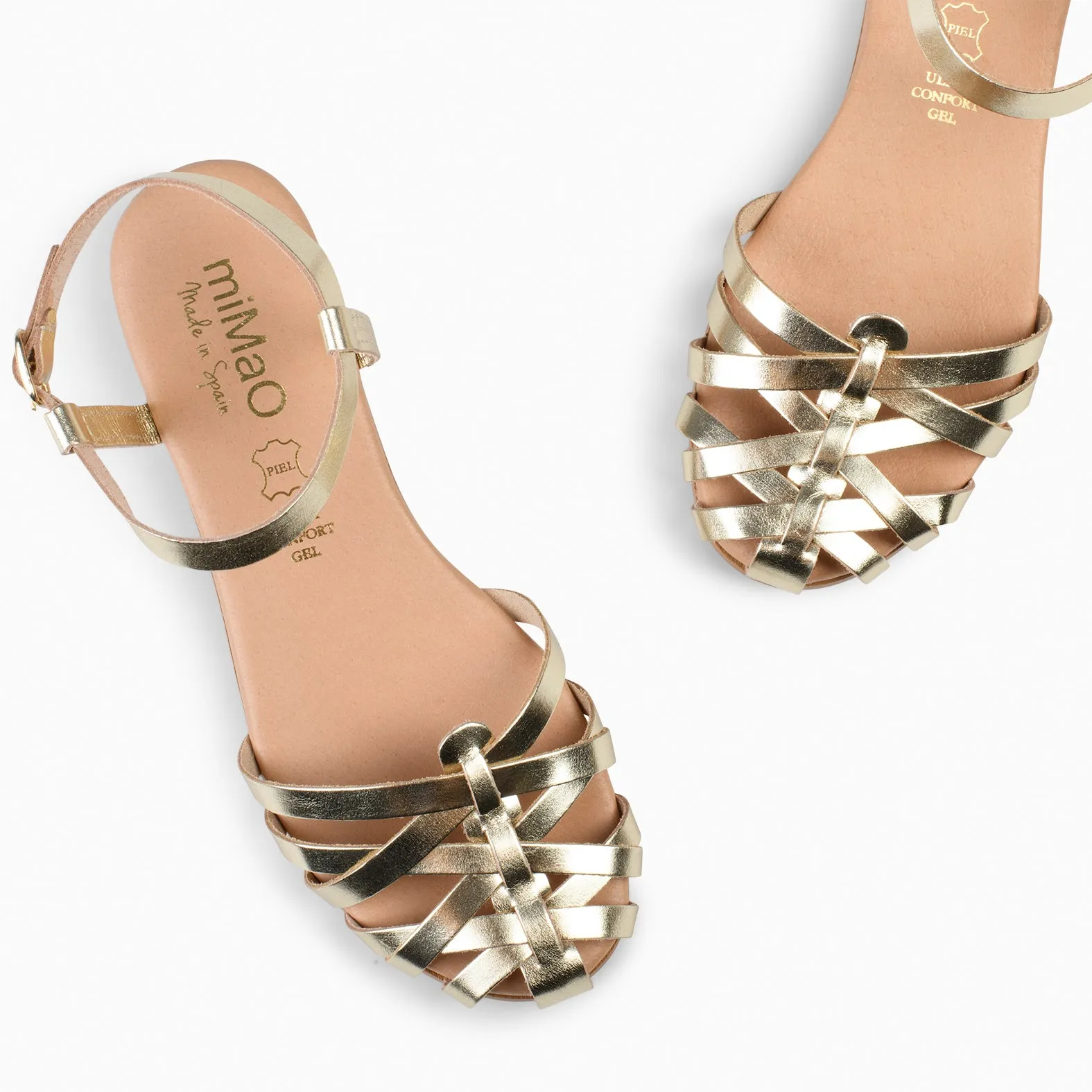 CANGREJERA – Sandalias planas trenzadas PLATINO
