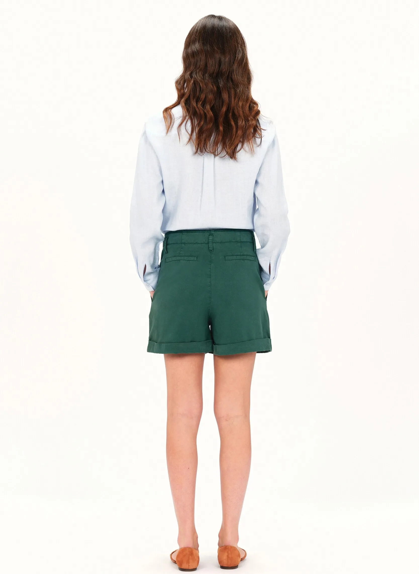 CAROLL SAUVAGE  PANTALóN RECTO DE ALGODóN EN VERDE