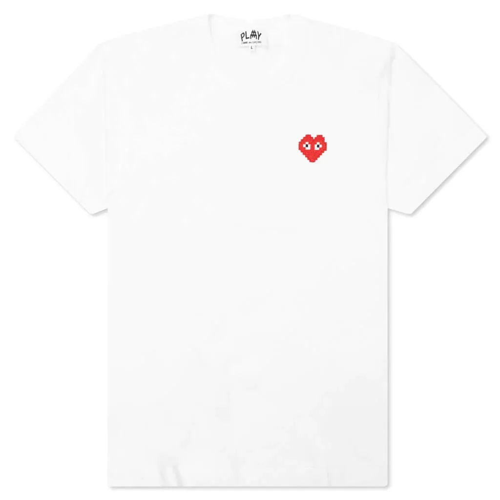 CDG PLAY X Invader W Red Heart Tee White M