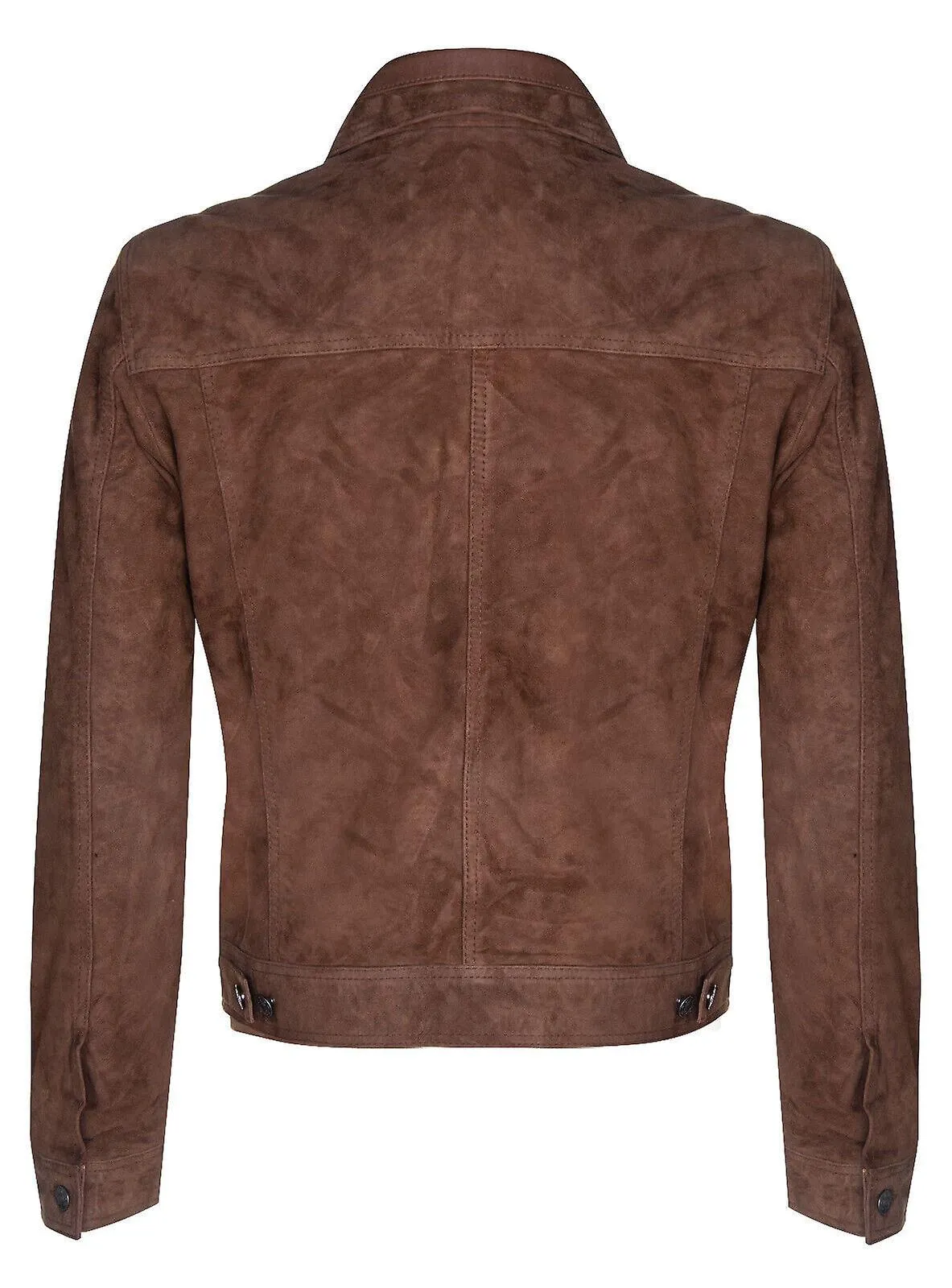 Chaqueta de cuero de mezclilla de gamuza de tabaco para hombre