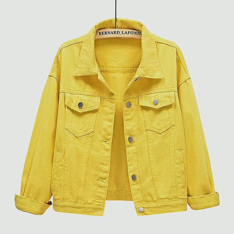 Chaqueta de mezclilla para mujeres chaqueta corta suelta de manga larga de gran tamaño casual