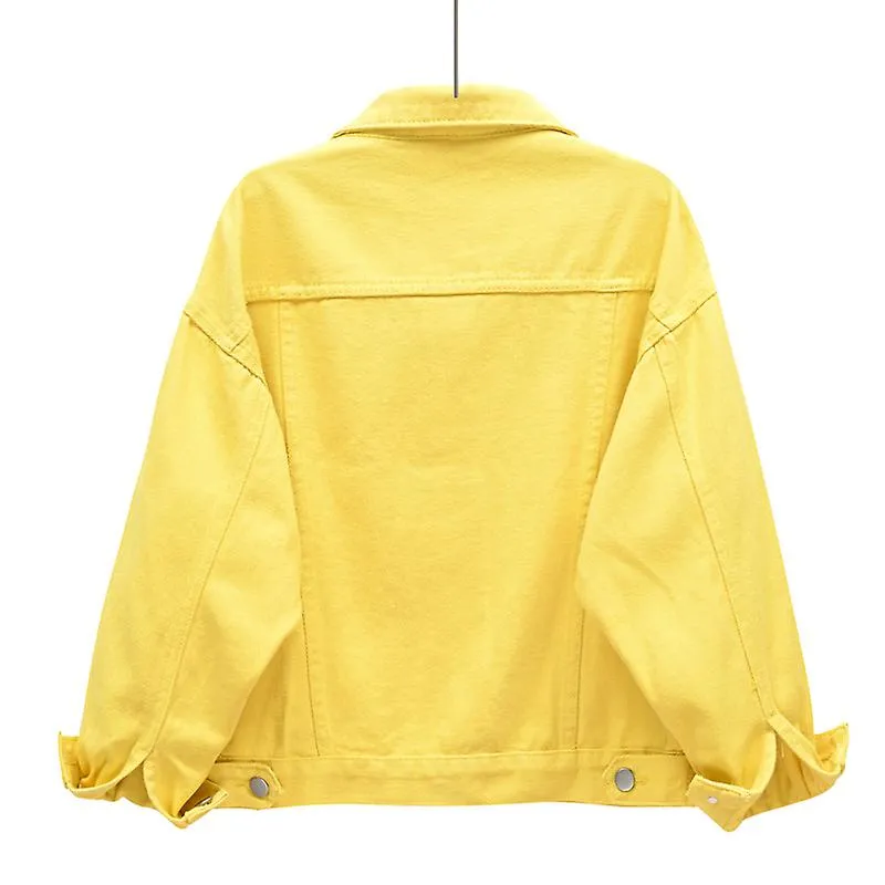Chaqueta de mezclilla para mujeres chaqueta corta suelta de manga larga de gran tamaño casual