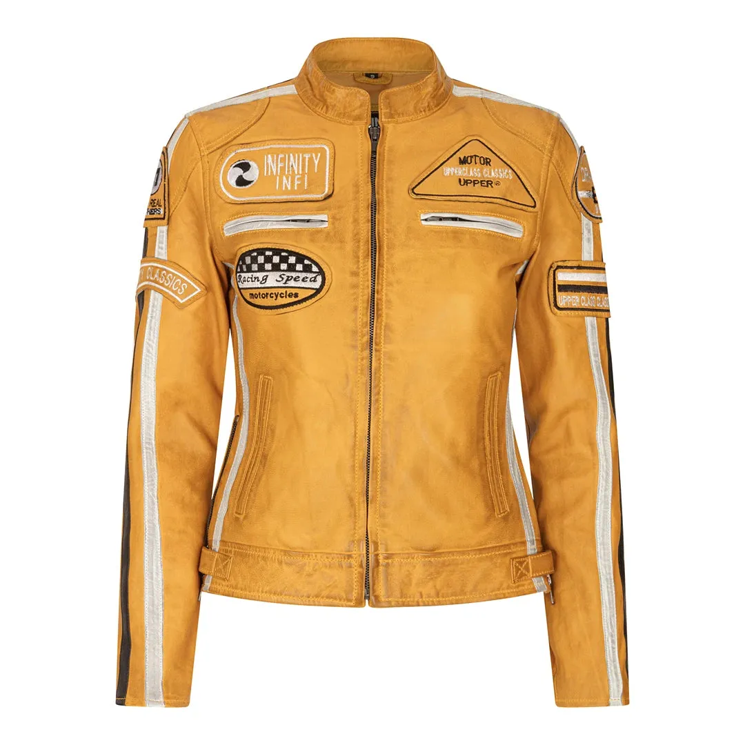 Chaqueta de motociclista de motos de cuero para mujeres