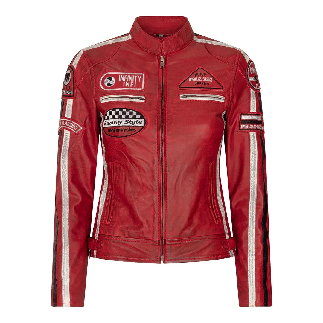Chaqueta de motociclista de motos de cuero para mujeres