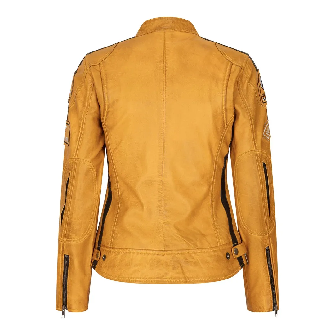 Chaqueta de motociclista de motos de cuero para mujeres