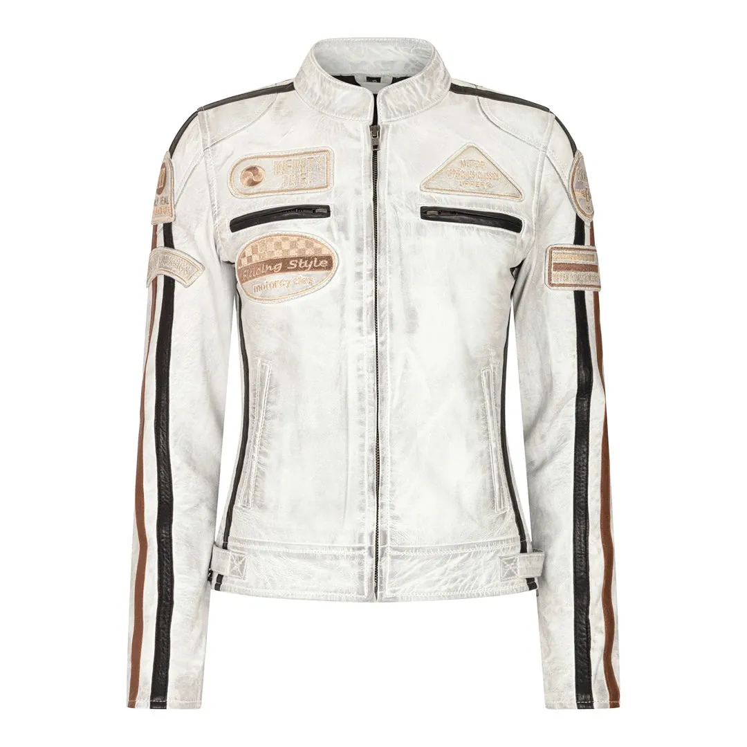 Chaqueta de motociclista de motos de cuero para mujeres