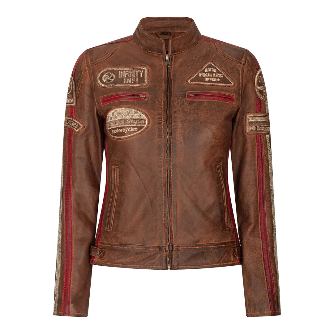 Chaqueta de motociclista de motos de cuero para mujeres