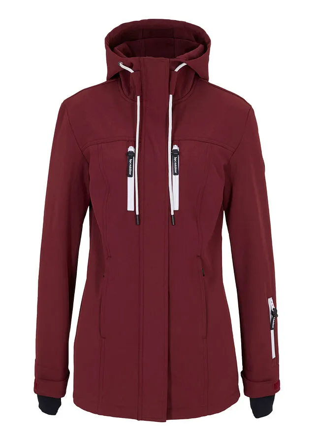Chaqueta de softshell, repelente al agua rojo avellana