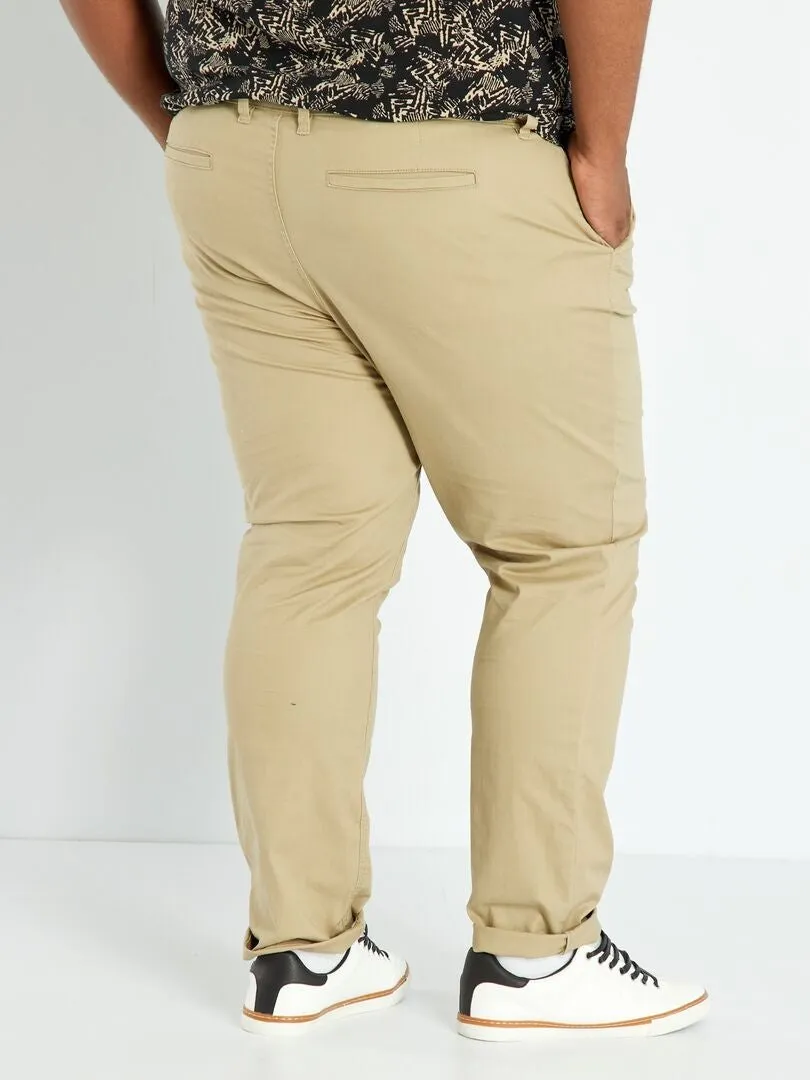CHINO SLIM  L32  BEIGE DE MEZCLILLA