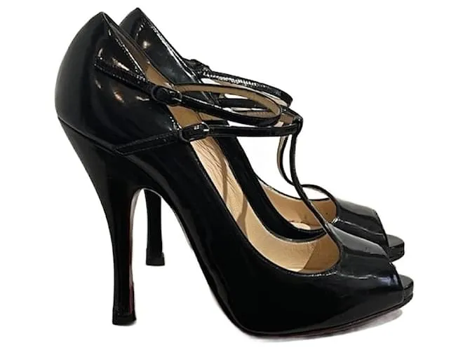 CHRISTIAN LOUBOUTIN Tacones T.UE 37 Cuero Negro 