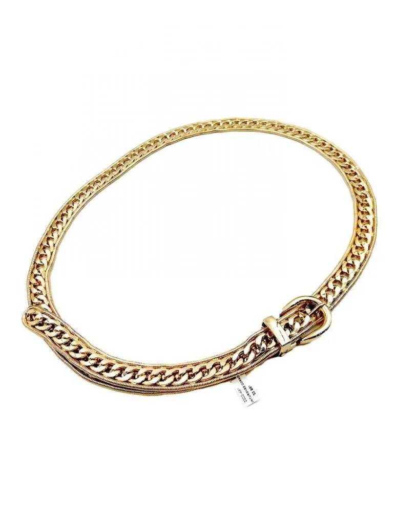 CINTURON ESLABON DORADO DISEÑO ELEGANTE PARA MUJER