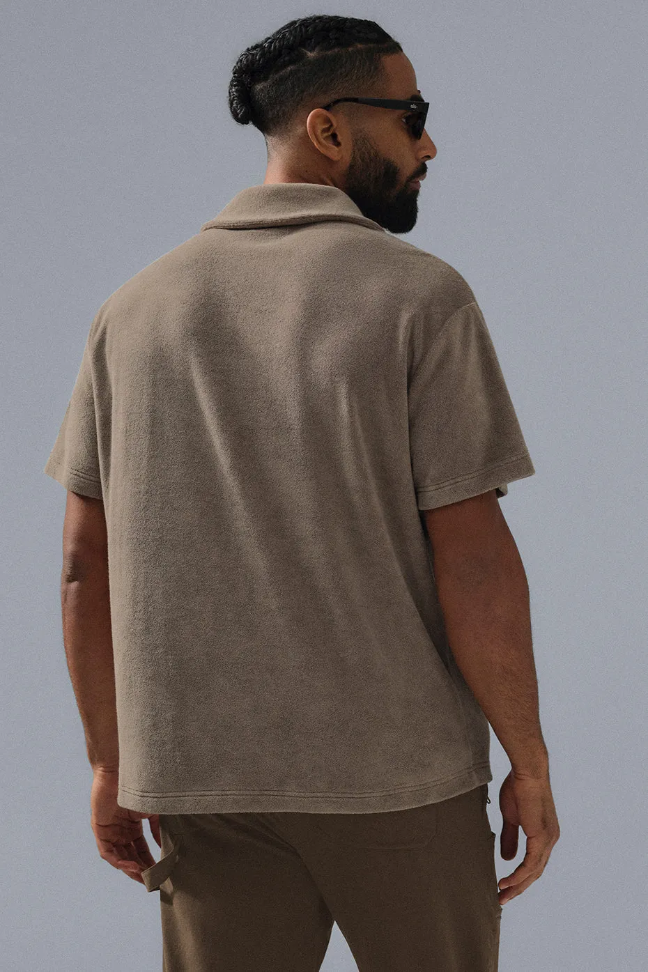 COASTAL TERRY BUTTON UP  GRAVEL