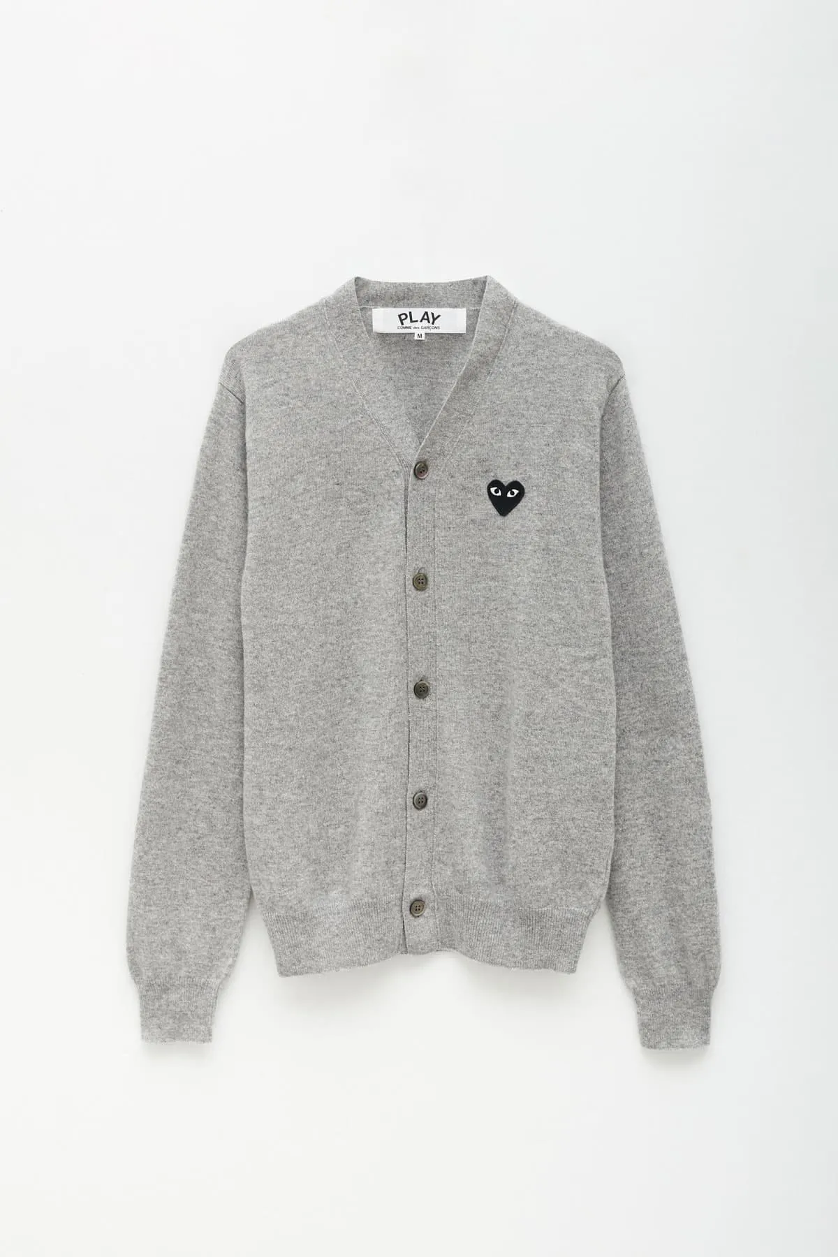 COMME DES GARCONS PLAY LIGHT GREY CARDIGAN
