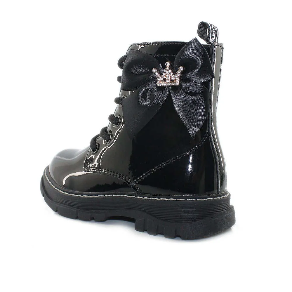 Conguitos Bota Militar Charol Negro Corona