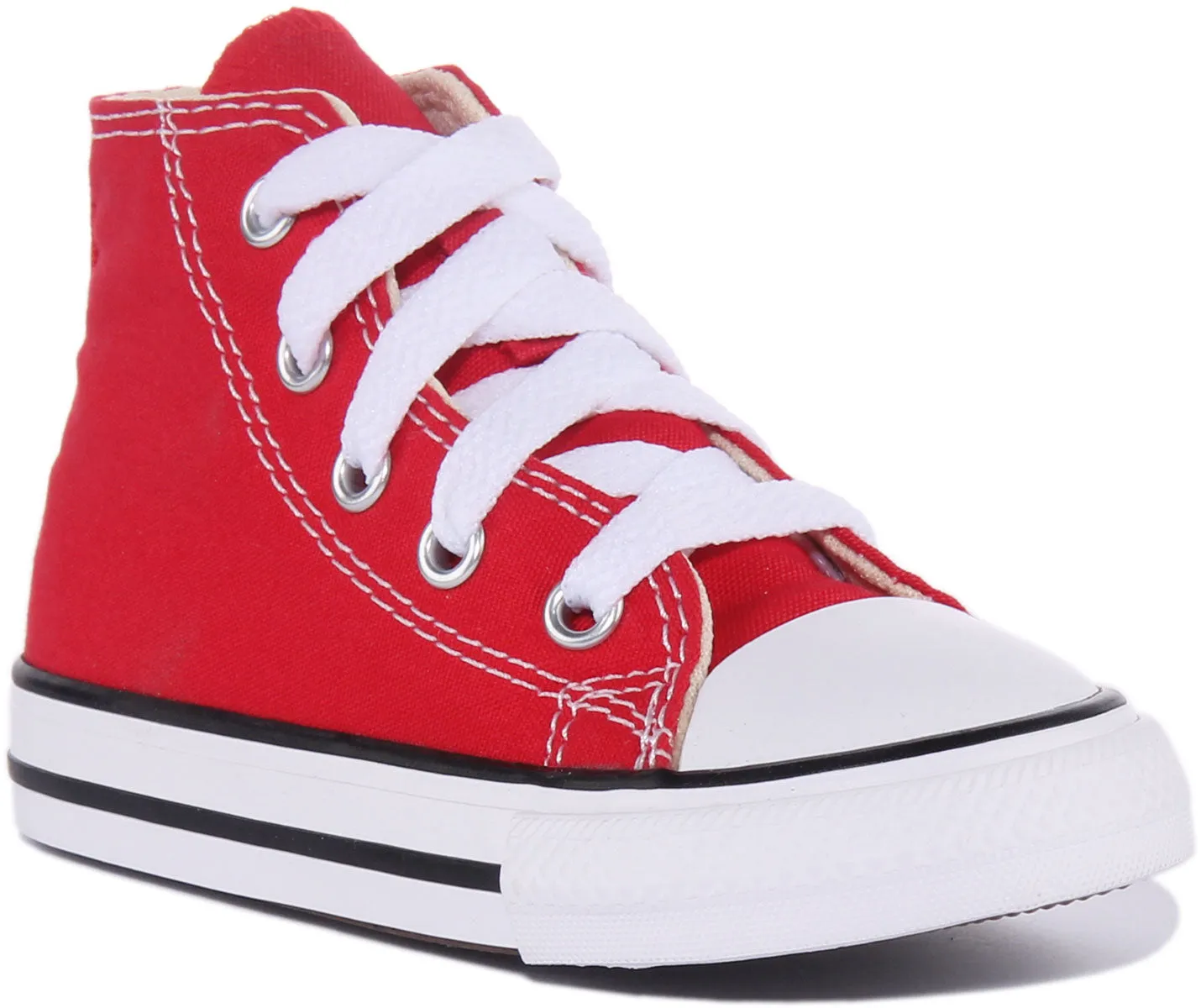 Converse Chuck Taylor All Star Hi Zapatillas de lona casual con cordones para niños en rojo