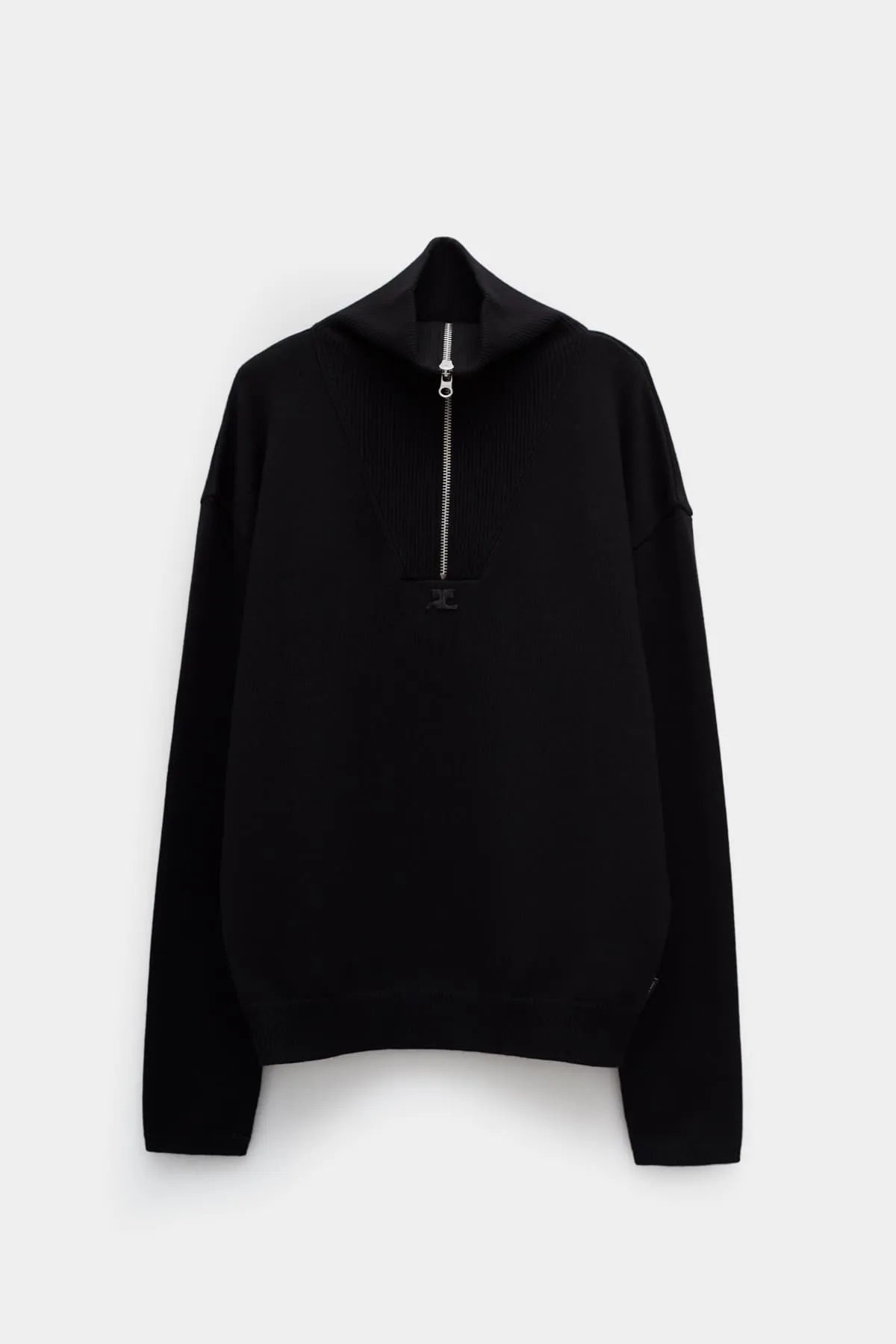 COURREGES BLACK TRUCKER WOOL SWEATER