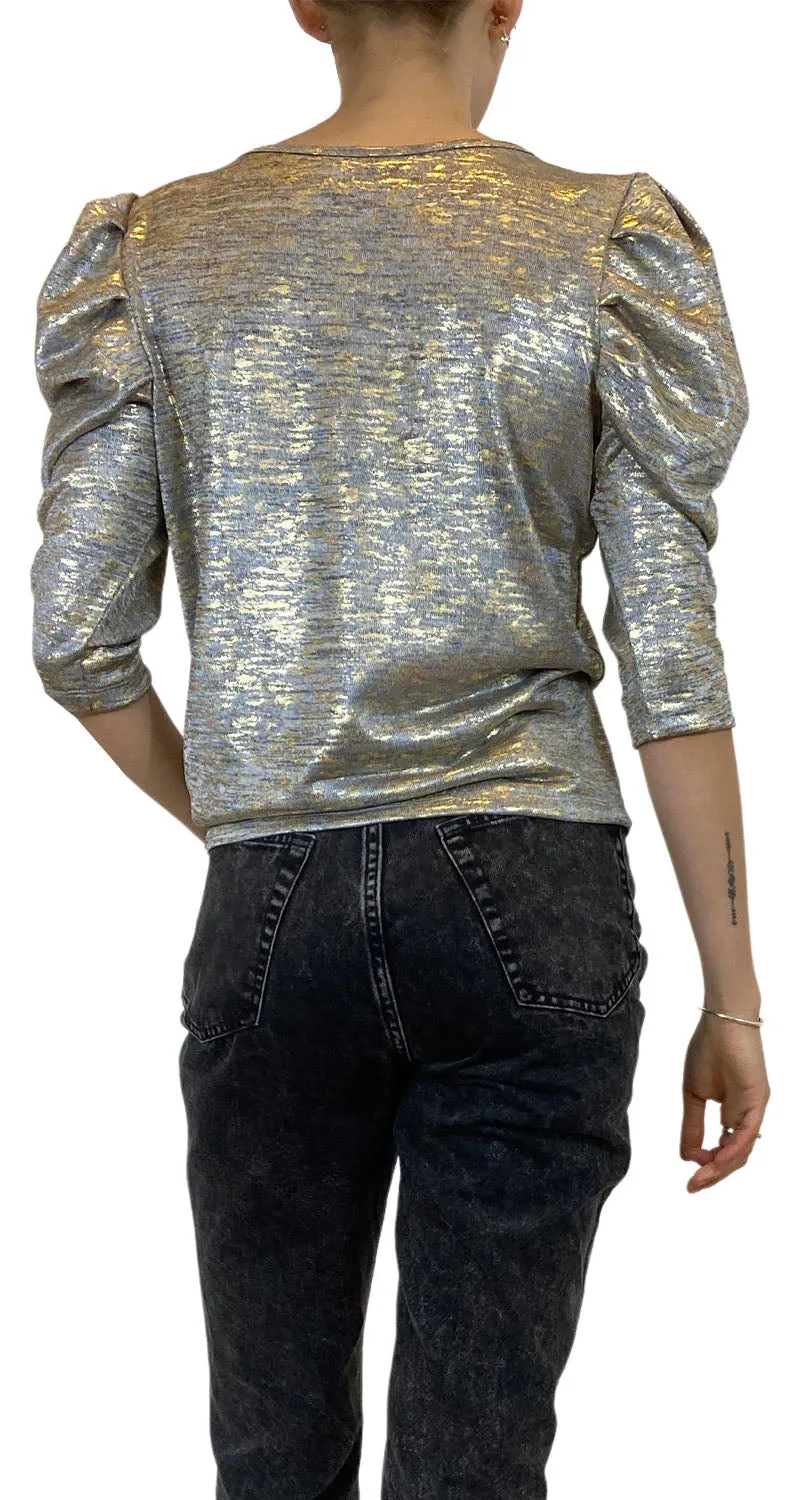 DEMARIAS Polera Manga Larga Plateada