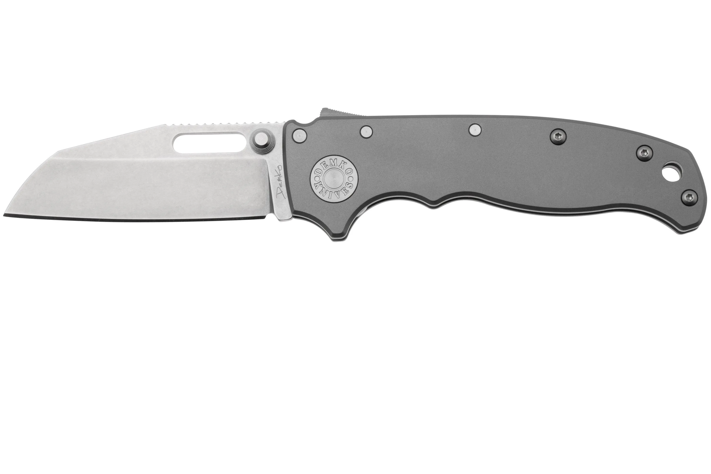 DEMKO KNIVES AD20.5 SHARKLOCK CPM 20CV SHARK FOOT AD20520CVTISF SMOOTH TITANIUM, NAVAJA