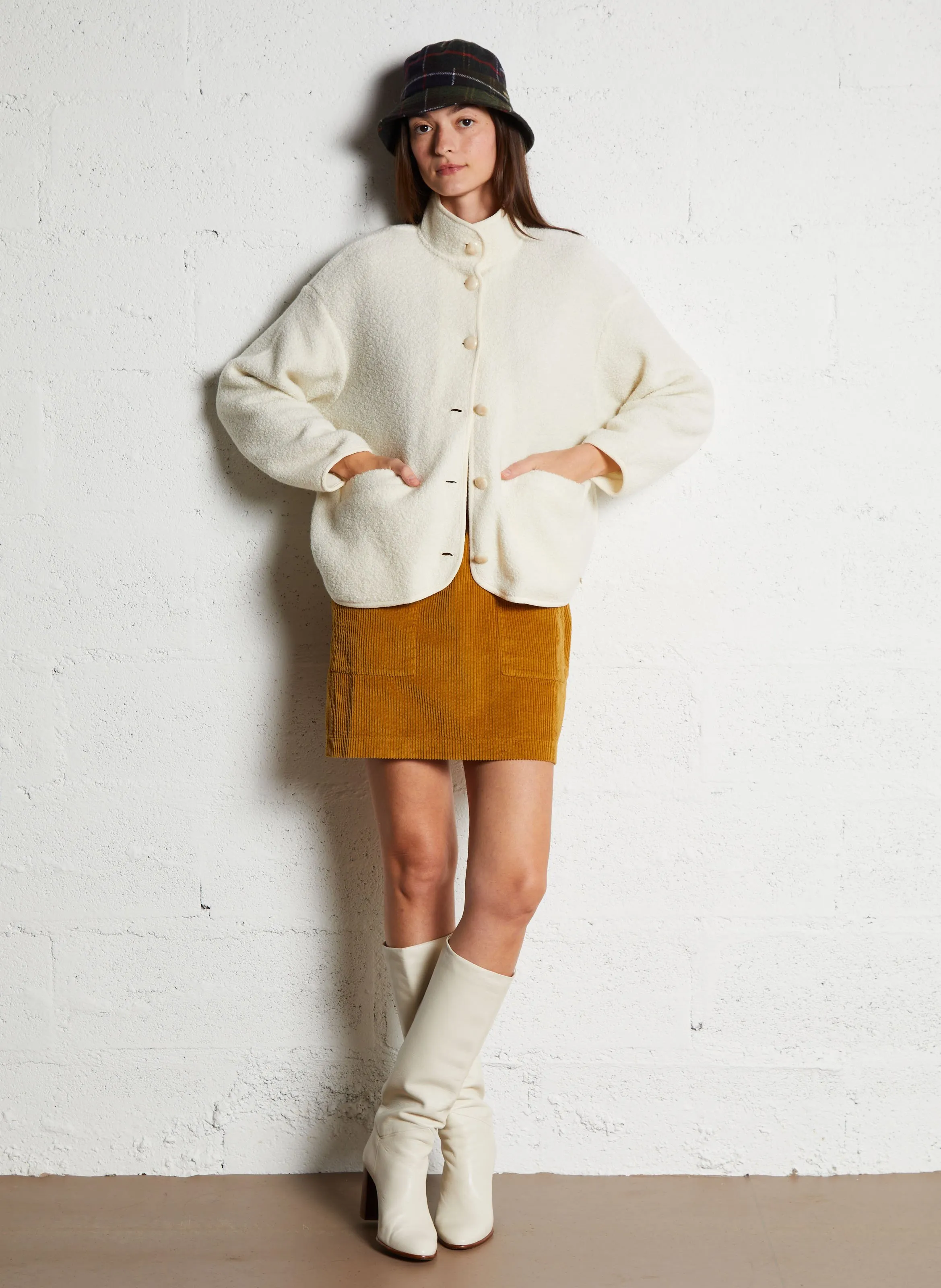 DES PETITS HAUTS ZLAVINA  CHAQUETA DE MEZCLA DE LANA CON CUELLO ALTO EN BEIGE