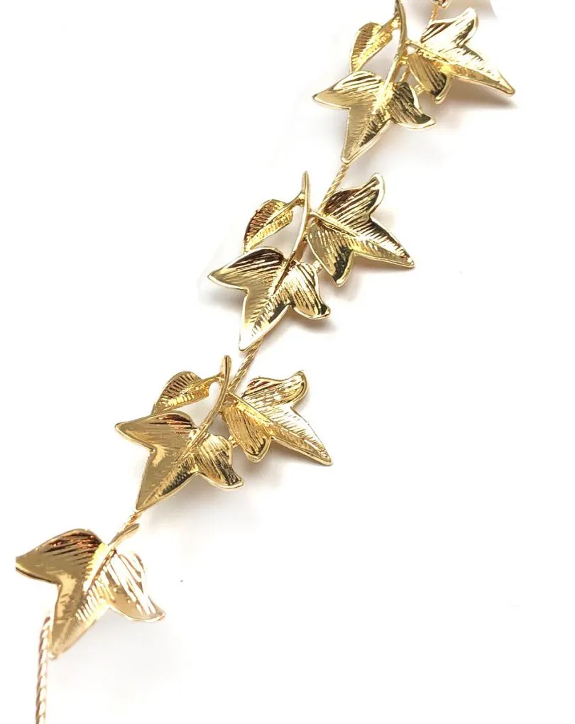 DIADEMAS DORADAS PARA BODAS CON ELEGANTE DISEÑO DE HOJAS