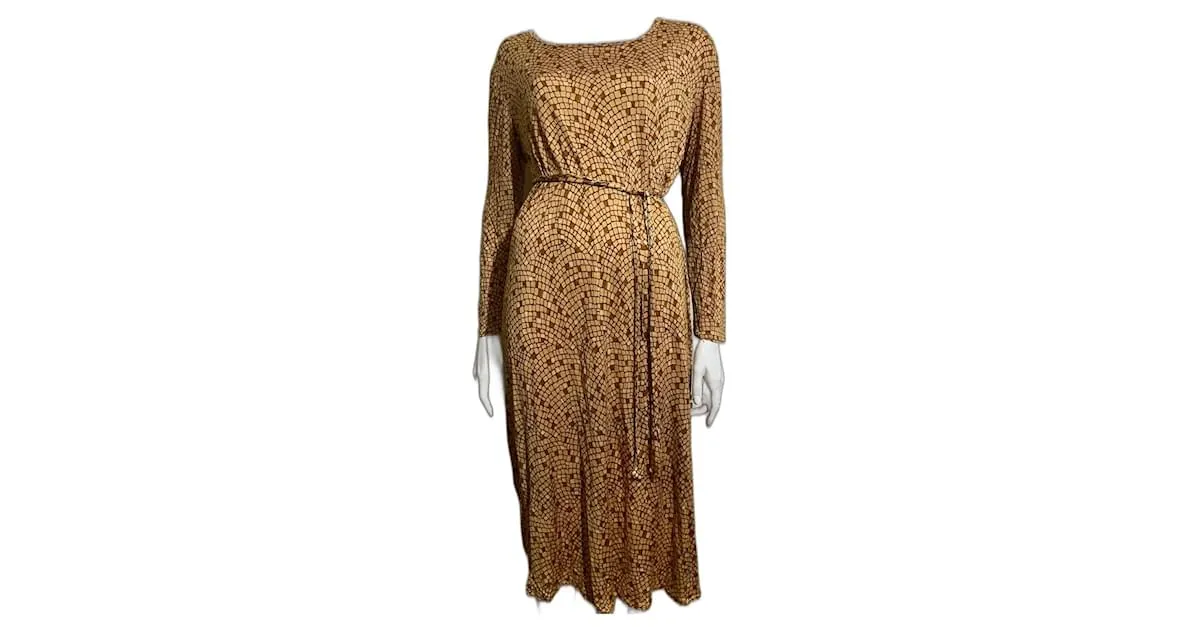 Diane Von Furstenberg Vestido DvF muy vintage (1st edition) Castaño Caramelo 