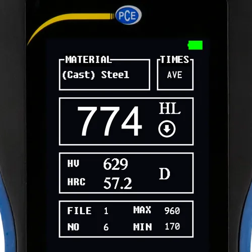 Durómetro PCE 2900, para materiales metálicos, HRC, HRB, HV, HB, HS
