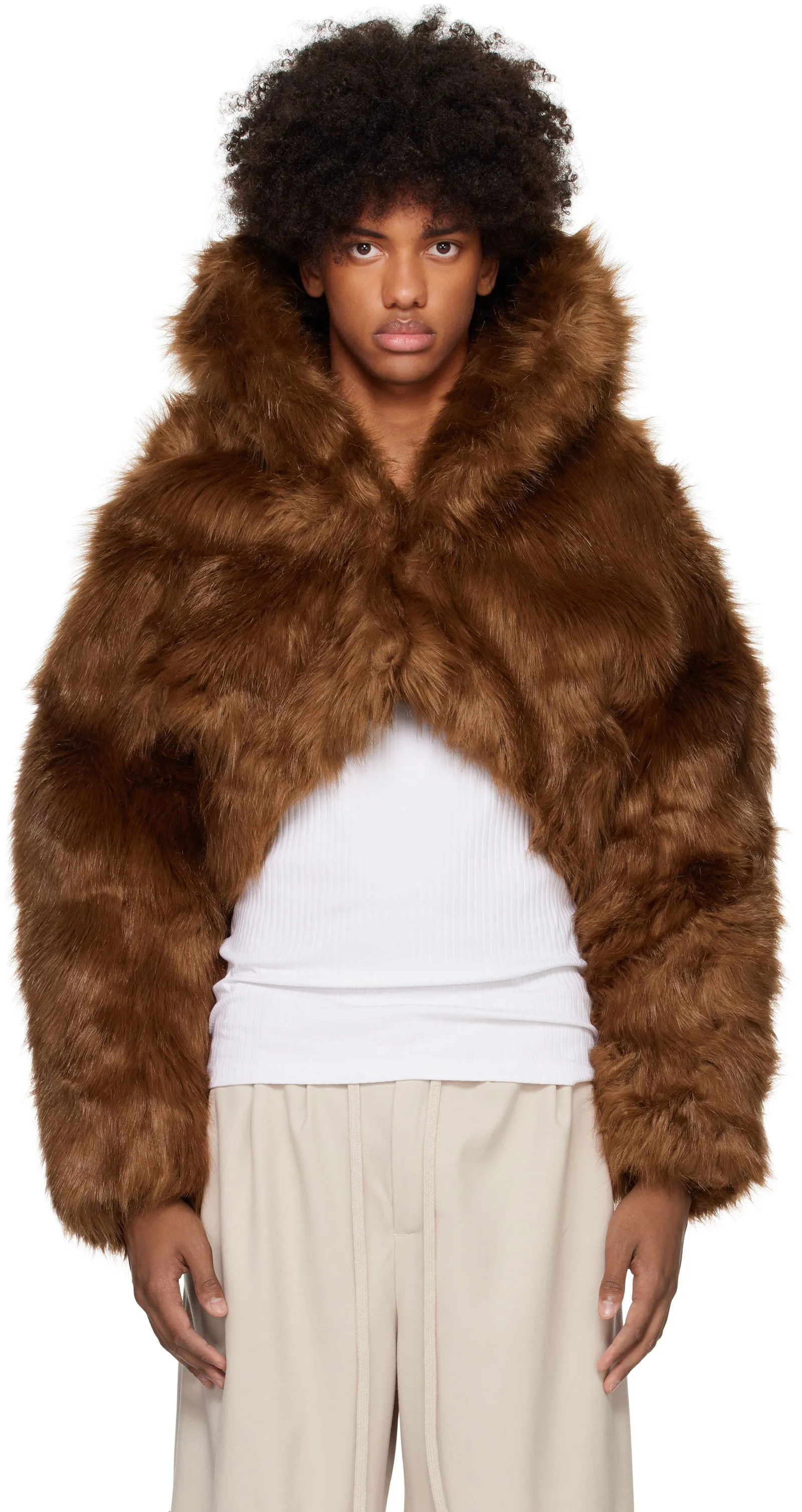ENTIRE STUDIOS FAUXFUR CROP JACKET