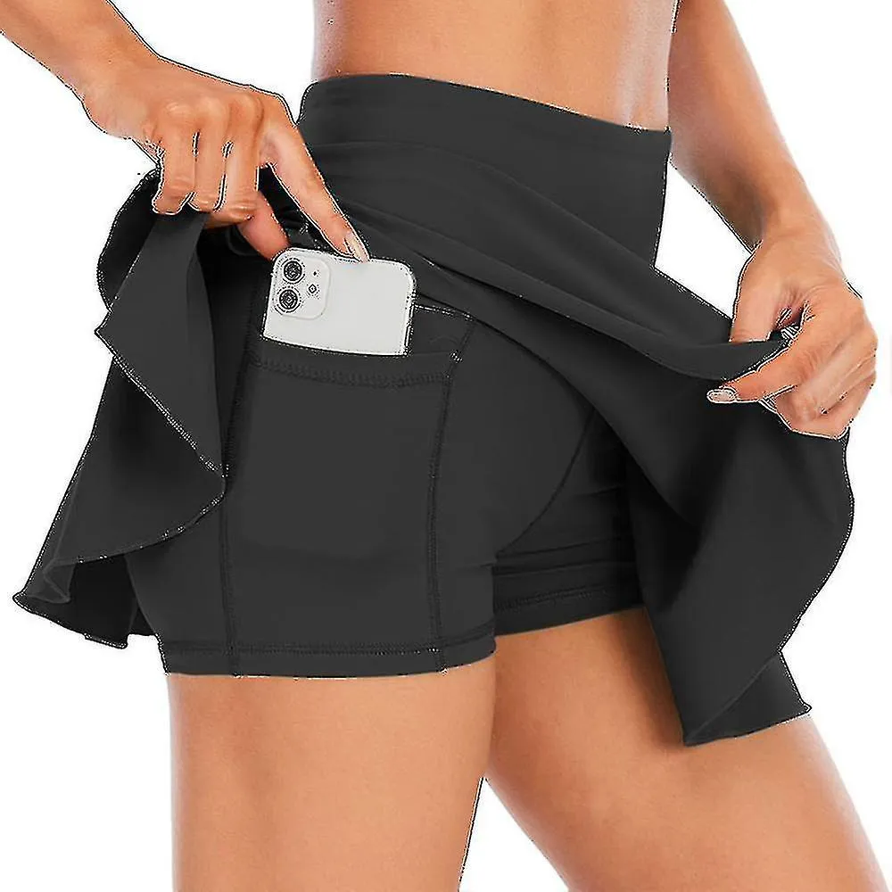 Falda de pantalón deportivo para mujer Falda de carrera con pantalones cortos interiores Falda de hockey de tenis