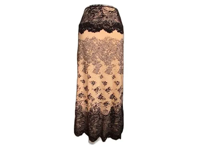 FALDA MAXI DE MALLA TATUADA JEAN PAUL GAULTIER S DURAZNOMARRóN CASTAñO BEIGE 