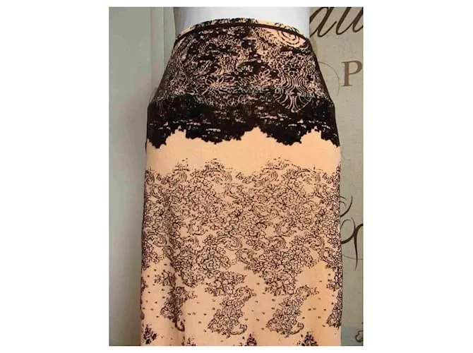FALDA MAXI DE MALLA TATUADA JEAN PAUL GAULTIER S DURAZNOMARRóN CASTAñO BEIGE 