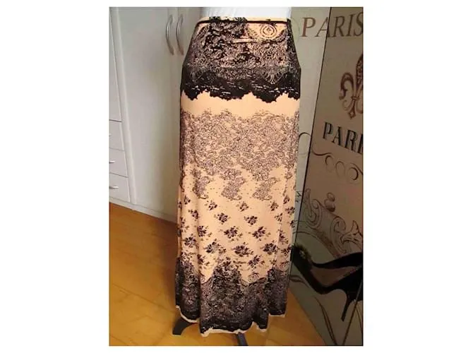 FALDA MAXI DE MALLA TATUADA JEAN PAUL GAULTIER S DURAZNOMARRóN CASTAñO BEIGE 