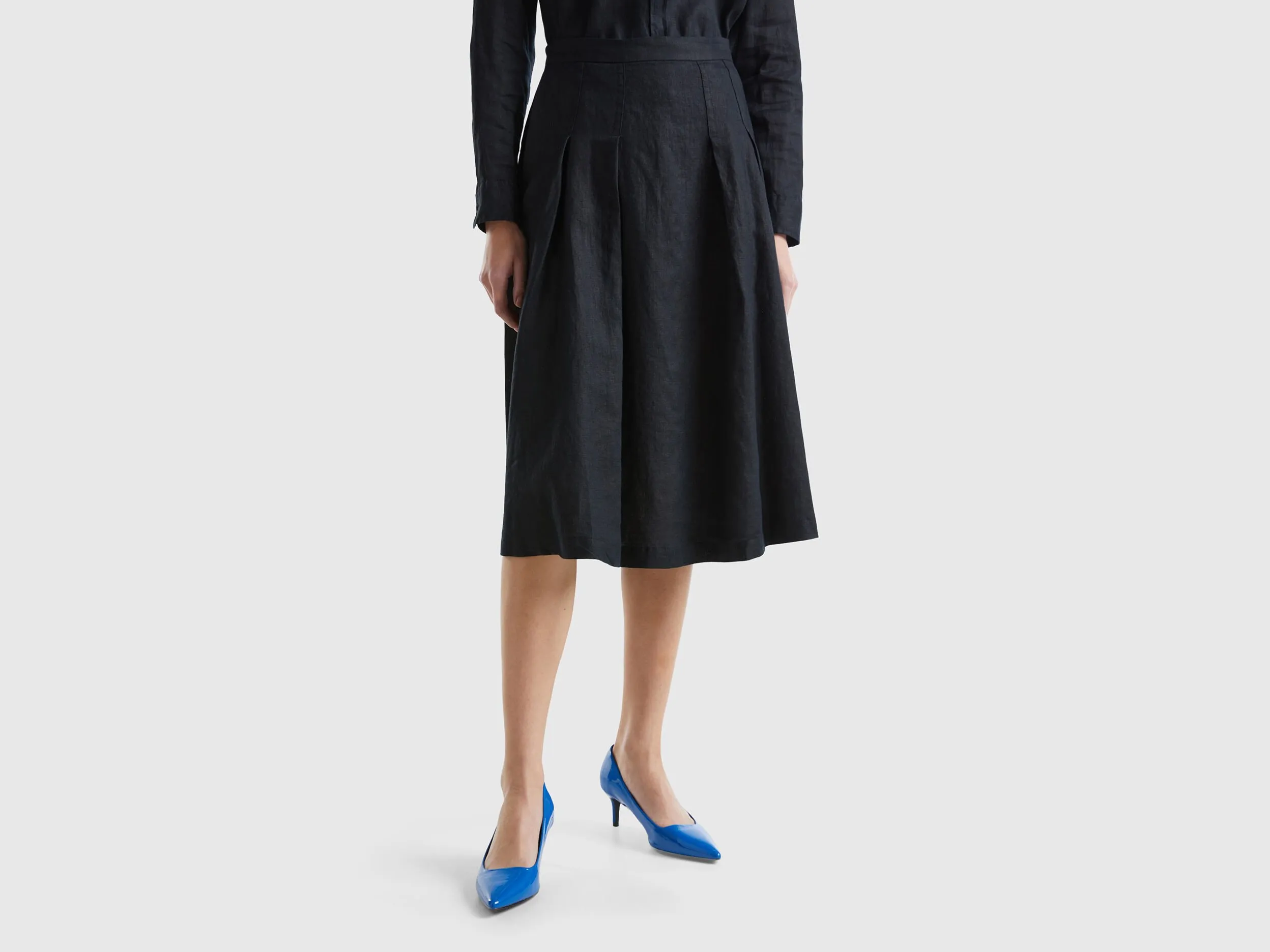 Falda midi de lino puro