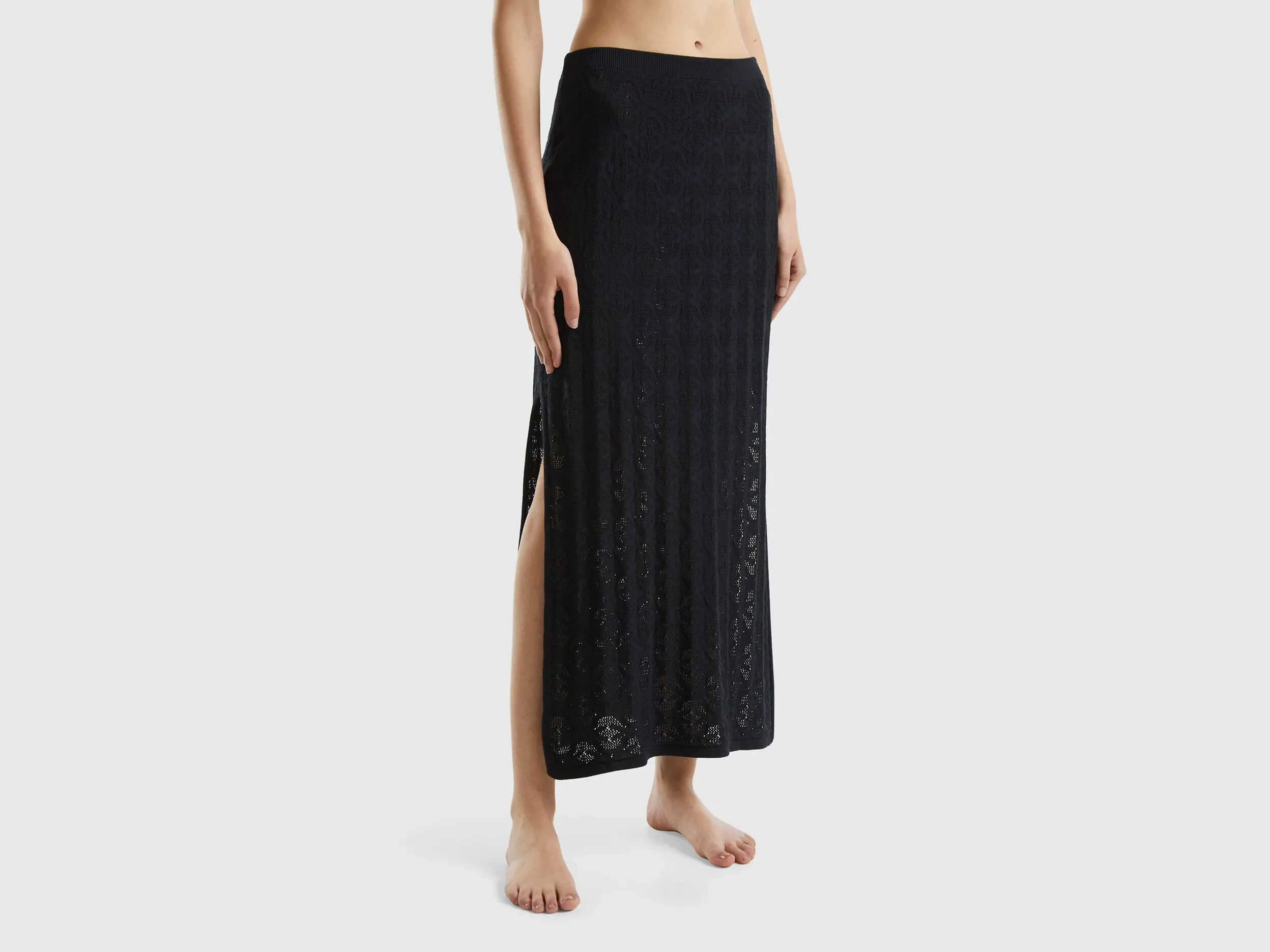 Falda midi de punto con monograma