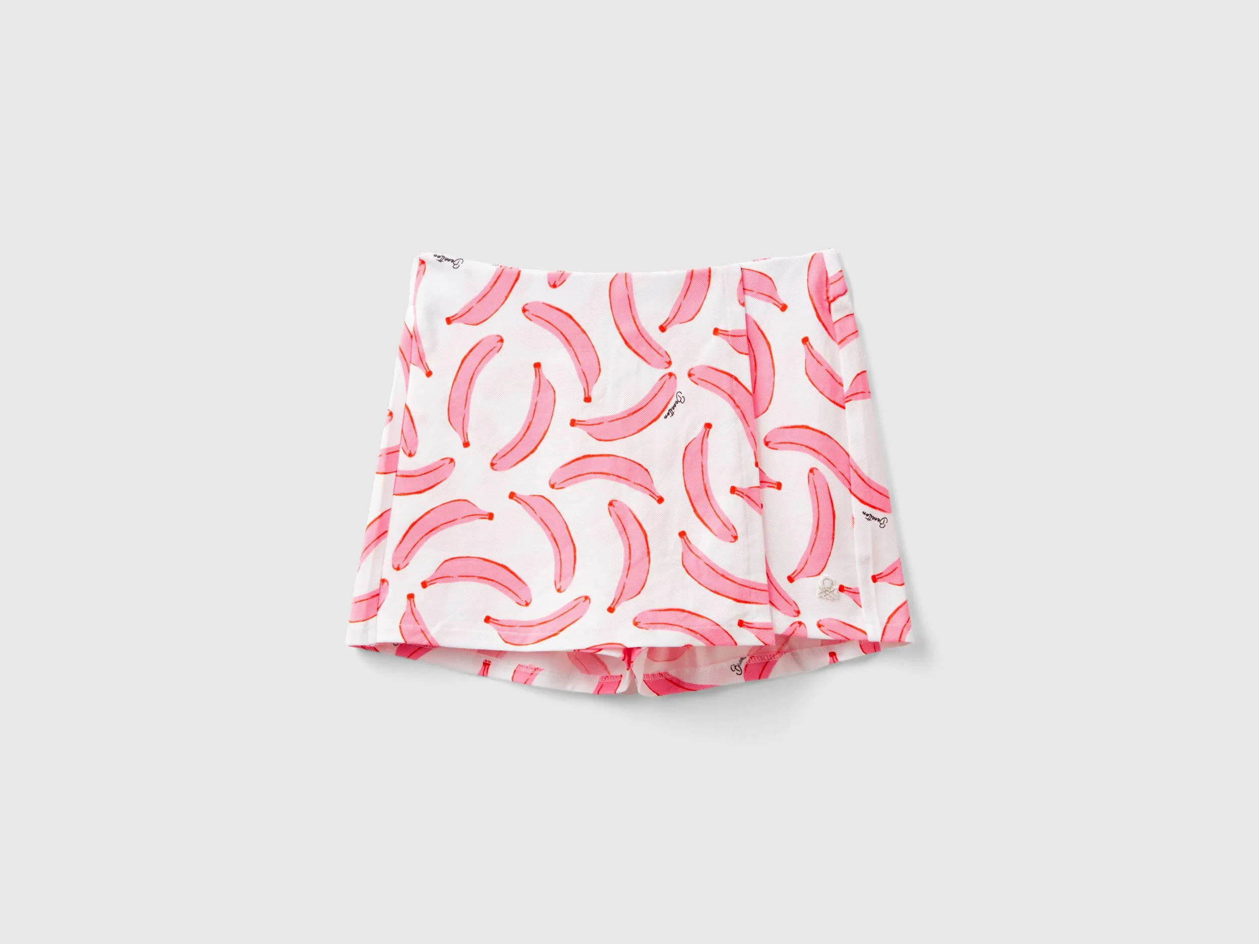 Falda pantalón blanca con estampado de plátanos