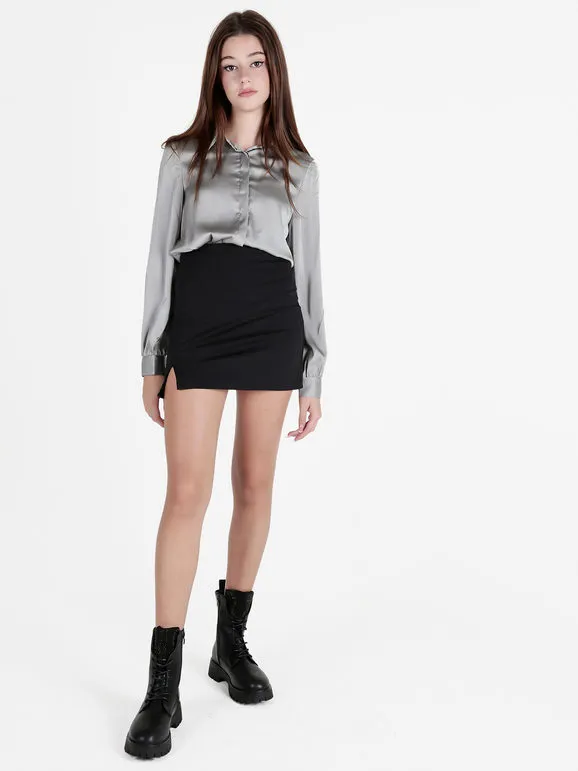 Fashion Camisa de mujer de manga larga efecto satinado