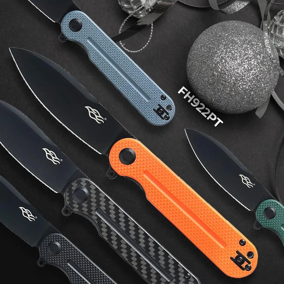 FIREBIRD GANZO FH922PTBK CUCHILLO PLEGABLE DE BOLSILLO HOJA DE ACERO NEGRO D2 85MM G10 MANGO ANTIDESLIZANTE CON CLIP CAMPING CA