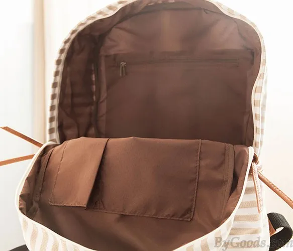Fresh Striped Canvas Backpacks School Bags