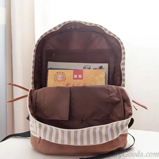 Fresh Striped Canvas Backpacks School Bags