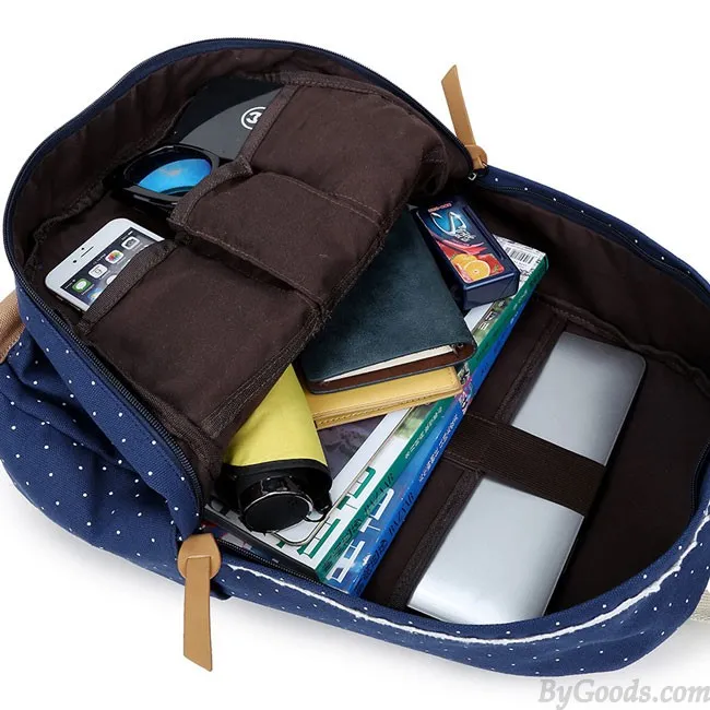 Fresh Wave Point Lace Large Capacity Dot Travel School Canvas Backpack