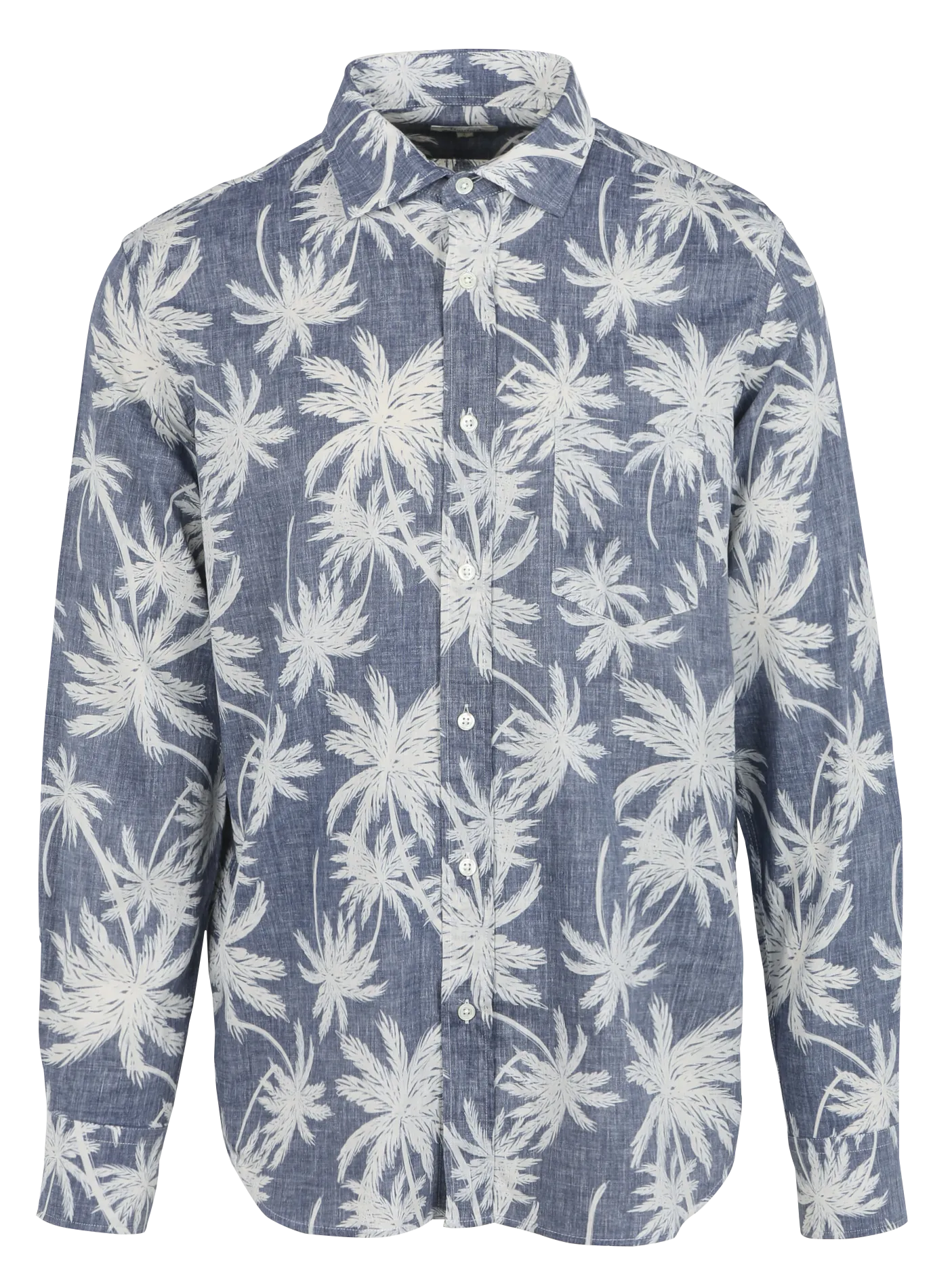 HARTFORD PAUL  CAMISA REGULAR FIT CON ESTAMPADO DE PALMERAS EN ALGODóN EN AZUL