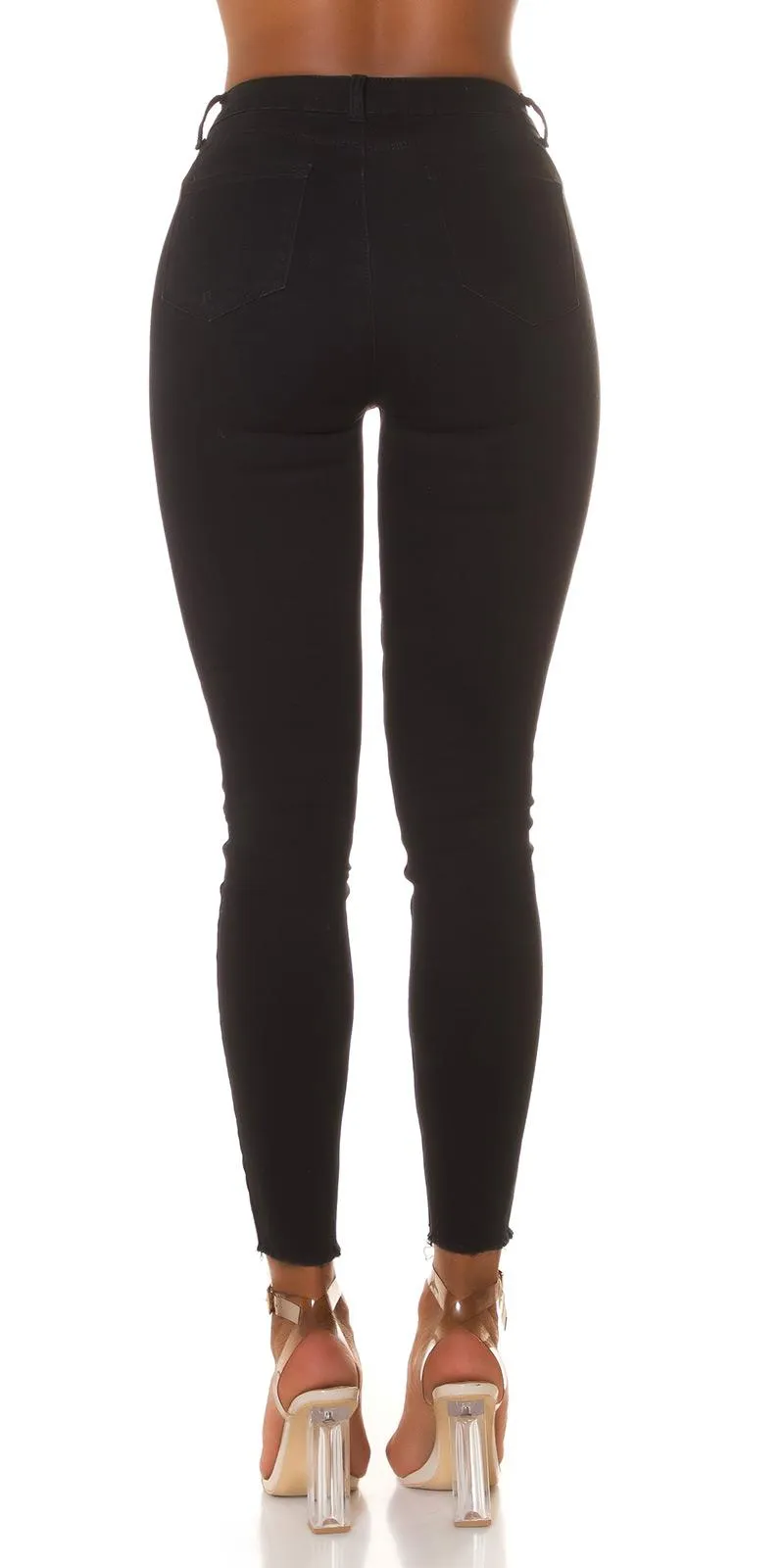 Jeans cintura alta de color Negro