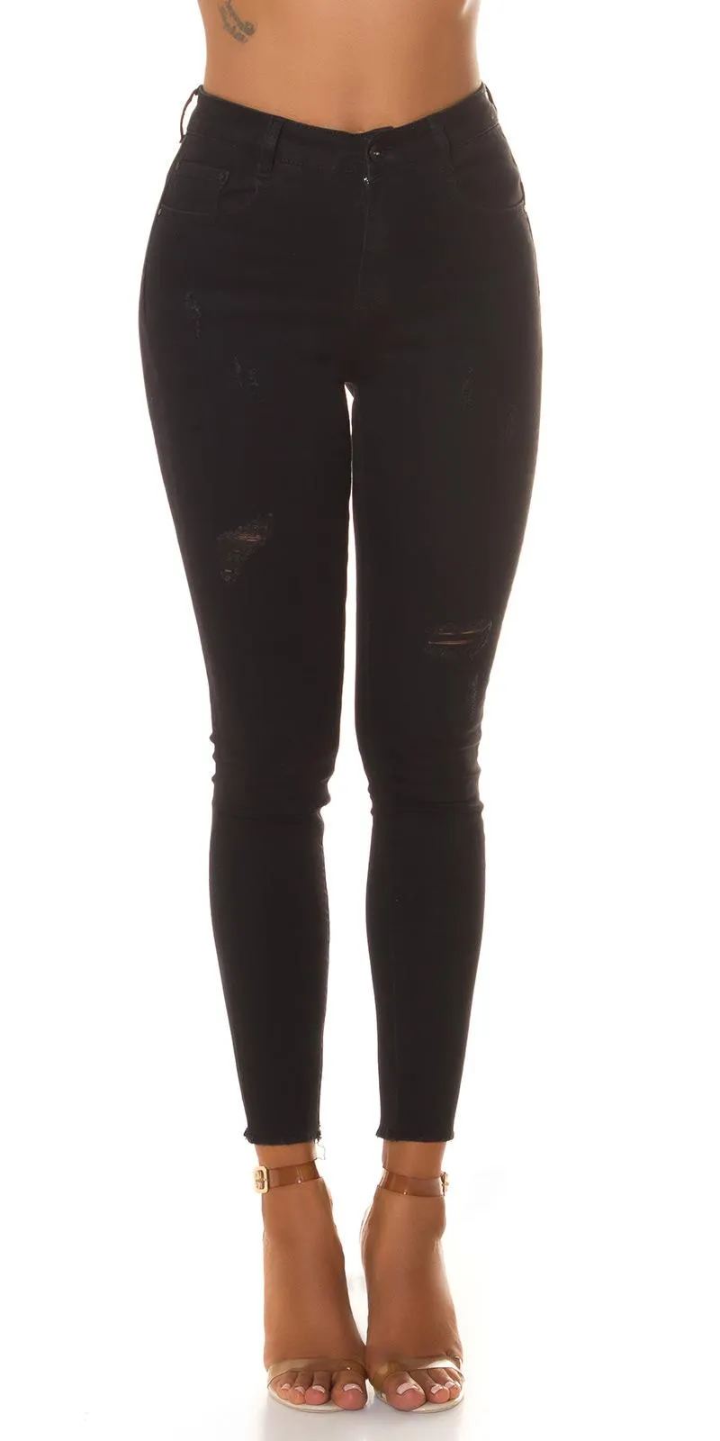 Jeans cintura alta de color Negro