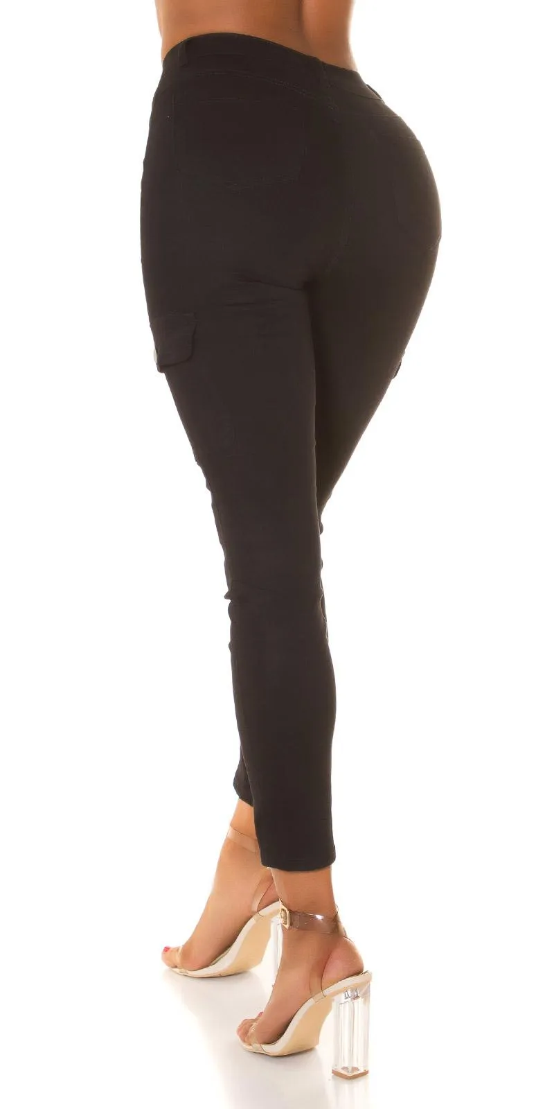 Jeans de cintura alta estilo cargo negro