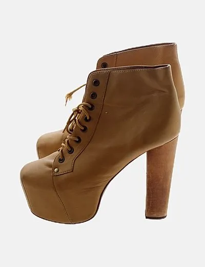 Jeffrey Campbell Botines mostaza tacón madera